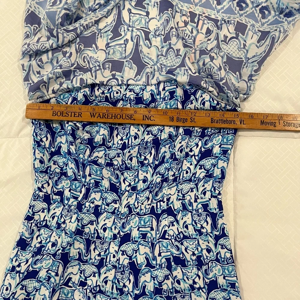Lilly Pulitzer Romper Elephant Blue White Spaghetti Strap Size 0 summer - Picture 9 of 13